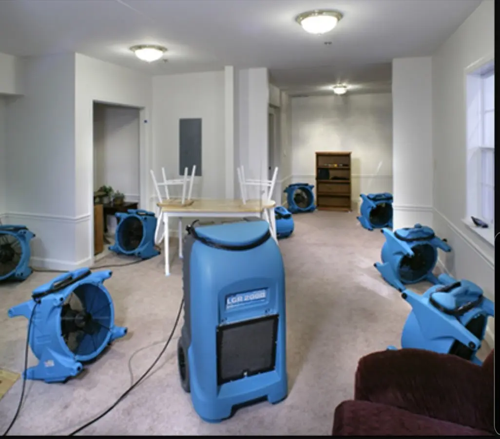 Air movers and dehumidifier setup for Water Extraction & Removal in Yuma